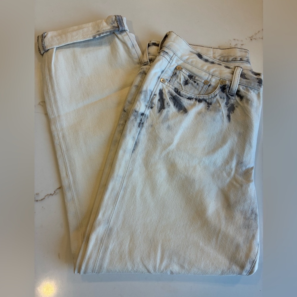 MADEWELL 1937 SKINNY SKINNY CROP ACID WASH JEANS LIGHT STORM size 28